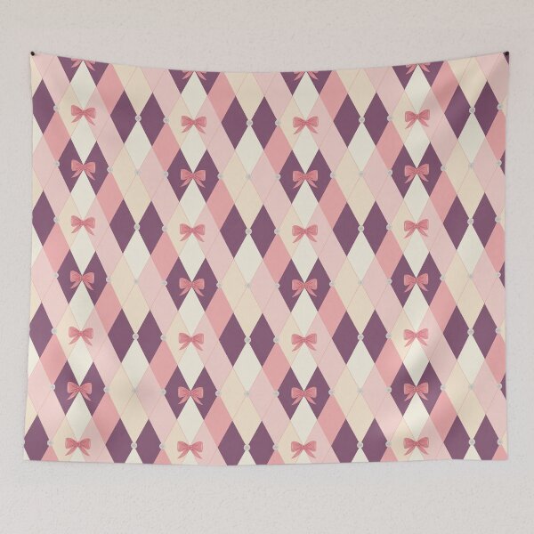 Item preview, Coquette Argyle Bow Pattern | Pastel Pink Preppy Seamless Coquette Design designed and sold by Tamas Das.