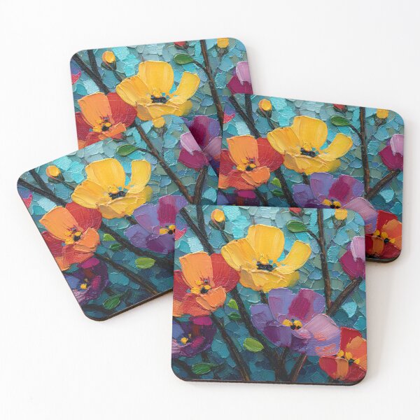 Item preview, Vibrant Abstract Floral Mosaic Textured Square Brushstroke Painting Style designed and sold by daila70.