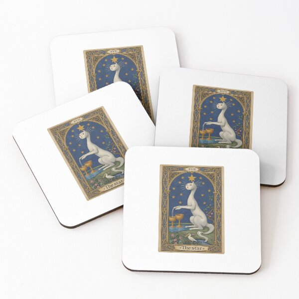 Item preview, The Star Tarot Card Medieval Cat Art designed and sold by PictorialWhimsy.