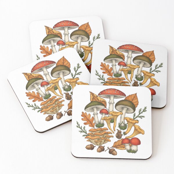 Item preview, Fall Mushroom Art Print - Cozy Autumn Forest Illustration designed and sold by LittleMushroomGarden.
