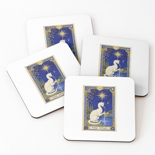 Item preview, The Star Tarot Card Medieval Cat Art designed and sold by PictorialWhimsy.
