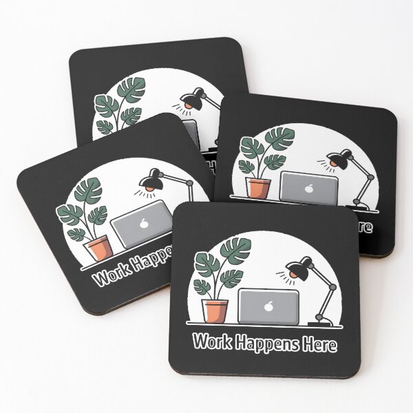Item preview, Work Happens Here Remote Work Laptop Minimal Desk T-Shirt designed and sold by ImaginedSpace7.