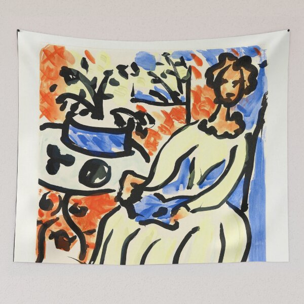 Item preview, Marie Jose En Robe Jaune by Henri Matisse: Fauvist Interior Fine Art Print designed and sold by artofuniverse.
