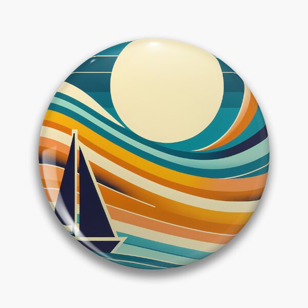 Item preview, Geometric Sailboat in Gradient Sunset Waves designed and sold by InkSmithery.