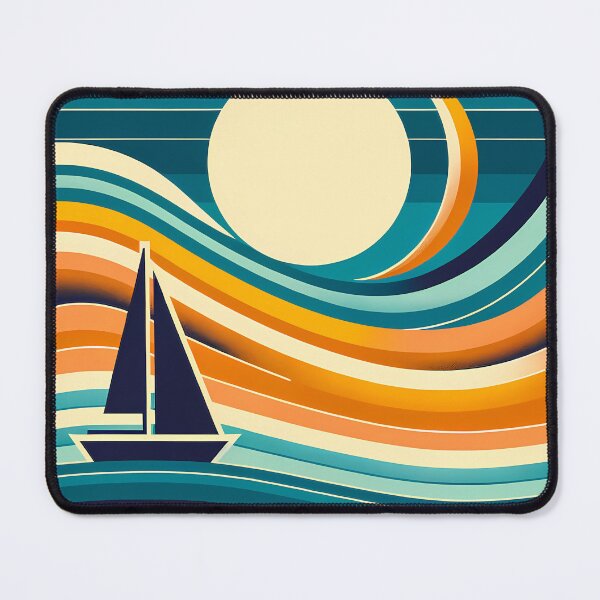 Item preview, Geometric Sailboat in Gradient Sunset Waves designed and sold by InkSmithery.
