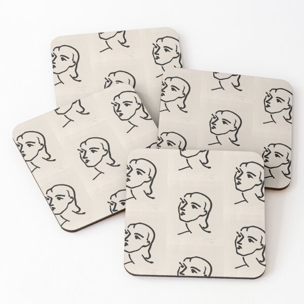 Item preview, Nadia Aux Cheveux Lisses by Henri Matisse: Minimalist Fauvist Line Portrait designed and sold by artofuniverse.