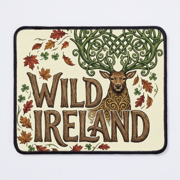 Item preview, Wild Ireland Stag Deer Celtic Knot Vintage Nature designed and sold by Imaginationbeyond.