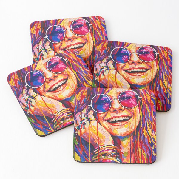 Item preview, Smiling Janis Joplin vibrant portrait designed and sold by LuluLeb.