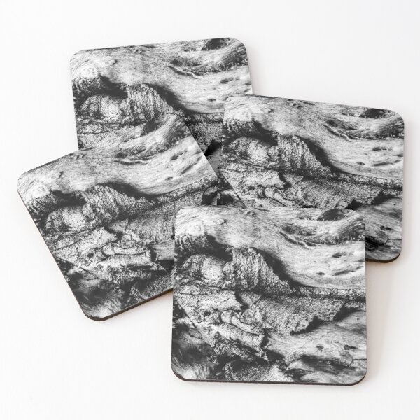 Item preview, Close-Up Black And White Tree Bark Texture With Knotted, Weathered Wood Details designed and sold by Nmallia.