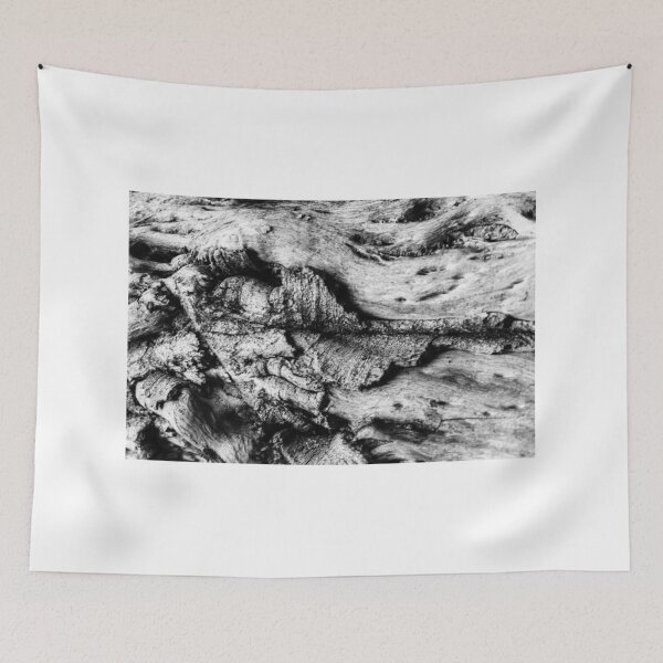 Item preview, Close-Up Black And White Tree Bark Texture With Knotted, Weathered Wood Details designed and sold by Nmallia.