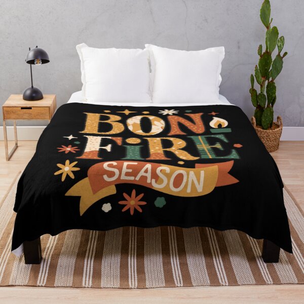 Item preview, Bon-fire season - retro typography - patchwork letters - boho floral - leopard print - vintage distressed - cute doodles - stars and daisies - warm neutral palette - seasonal designed and sold by JansenGS.