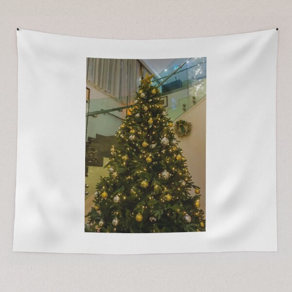 Item preview, Elegant Christmas Tree Decorated With Gold And Silver Ornaments And Twinkling Lights In Modern Home Setting designed and sold by Nmallia.