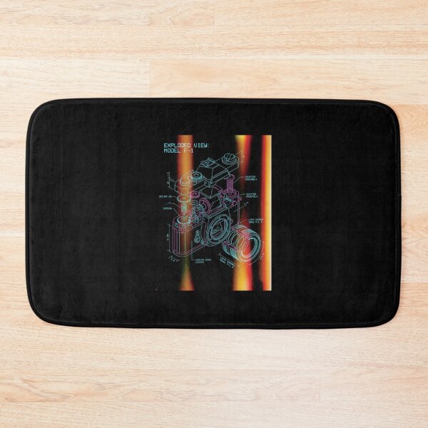 Item preview, Exploded Camera Blueprint – Neon Retro Tech Photography Art designed and sold by KAYJAY DESIGNS.