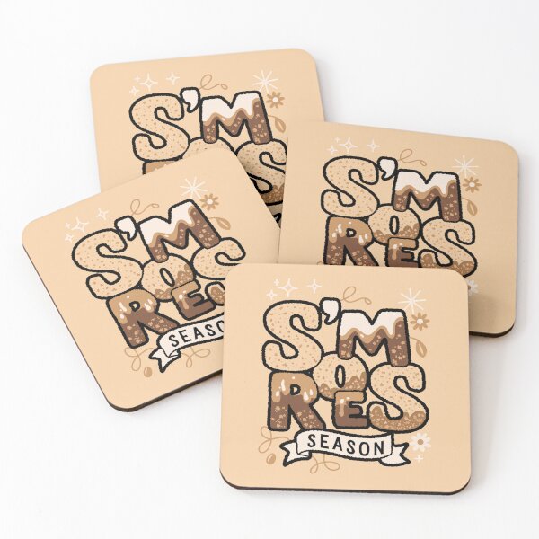 Item preview, S'mores season - retro typography - patchwork letters - boho floral - leopard print - vintage distressed - cute doodles - stars and daisies - warm neutral palette - seasonal  designed and sold by JansenGS.