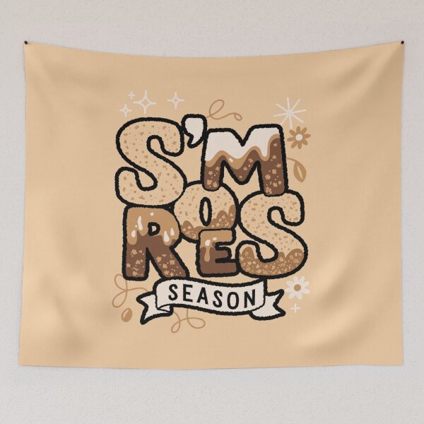 Item preview, S'mores season - retro typography - patchwork letters - boho floral - leopard print - vintage distressed - cute doodles - stars and daisies - warm neutral palette - seasonal  designed and sold by JansenGS.