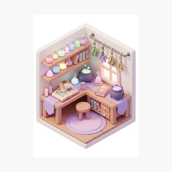 Item preview, Isometric Potion Shop – Cute Pastel Witch Alchemy Room designed and sold by KAYJAY DESIGNS.