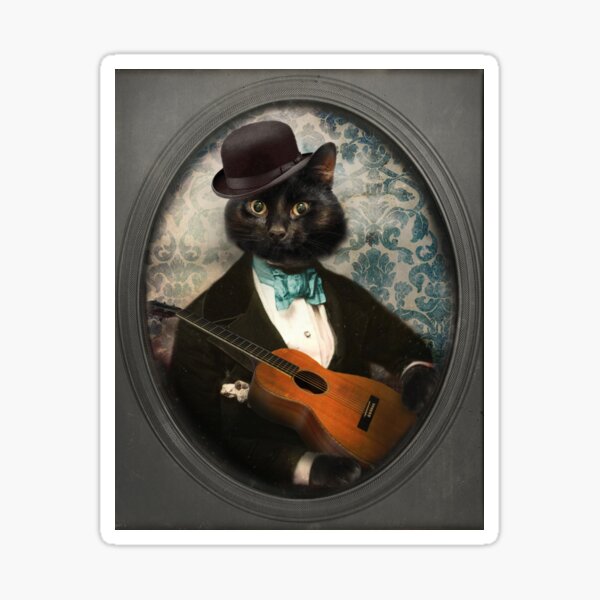 Black Cat Guitar Cat - Felix Fitzpatrick Sticker