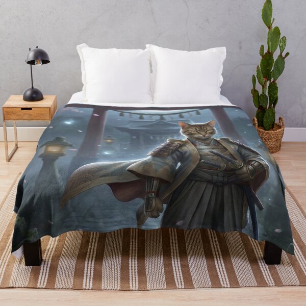 Item preview, Samurai Cat Under the Moonlit Torii – Japanese Fantasy Art designed and sold by Mori-no-Akari.