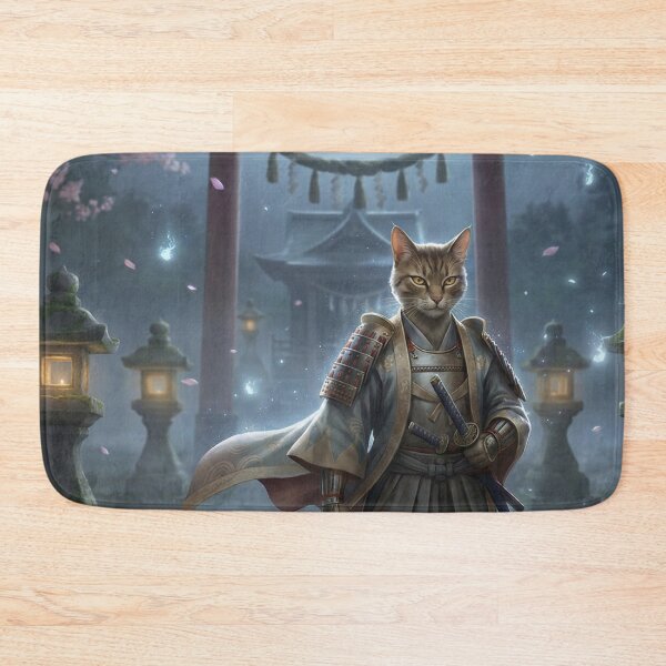 Item preview, Samurai Cat Under the Moonlit Torii – Japanese Fantasy Art designed and sold by Mori-no-Akari.
