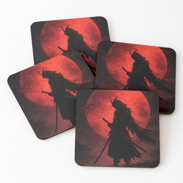 Item preview, Blood Moon Samurai – Dark Japanese Shadow Wall Art designed and sold by ShenGha-design.