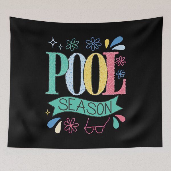 Item preview, Pool season - retro typography - patchwork letters - boho floral - leopard print - vintage distressed - cute doodles - stars and daisies - warm neutral palette - seasonal  designed and sold by JansenGS.