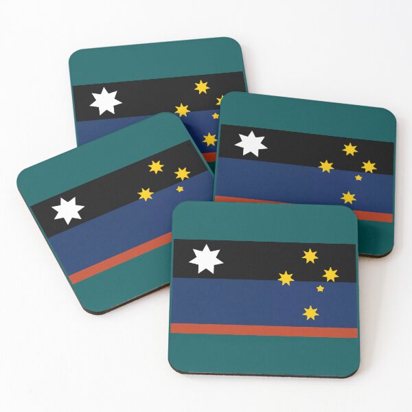 Item preview, Alternative Australia Flag ochre blue navy gold designed and sold by Kangaroo Sun.