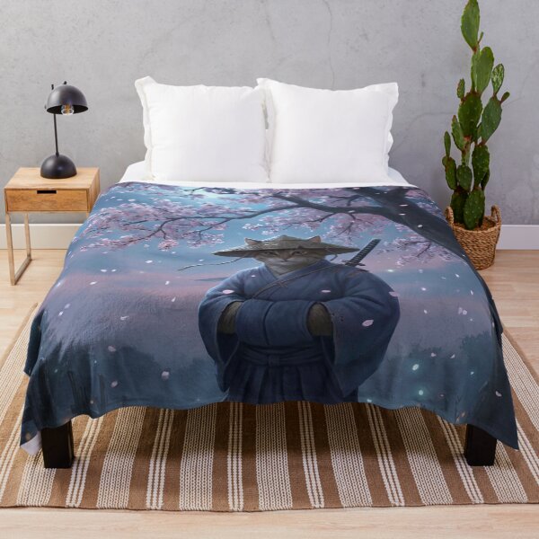 Item preview, Ronin Cat Beneath the Moonlit Cherry Blossoms – Japanese Fantasy Art designed and sold by Mori-no-Akari.