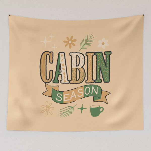 Item preview, Cabin season - retro typography - patchwork letters - boho floral - leopard print - vintage distressed - cute doodles - stars and daisies - warm neutral palette - seasonal  designed and sold by JansenGS.