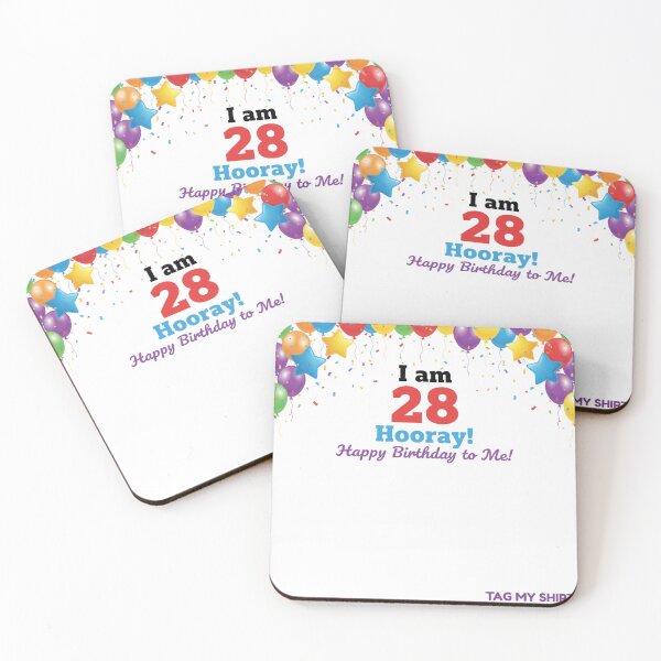 Item preview, I am 28 Hooray! Happy Birthday to Me - Tag My Shirt designed and sold by Tag My Shirt - Clothing Made to Be Written On..