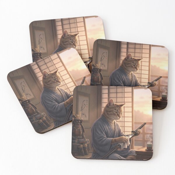 Item preview, Samurai Cat’s Quiet Evening – Japanese Tatami Room Art designed and sold by Mori-no-Akari.
