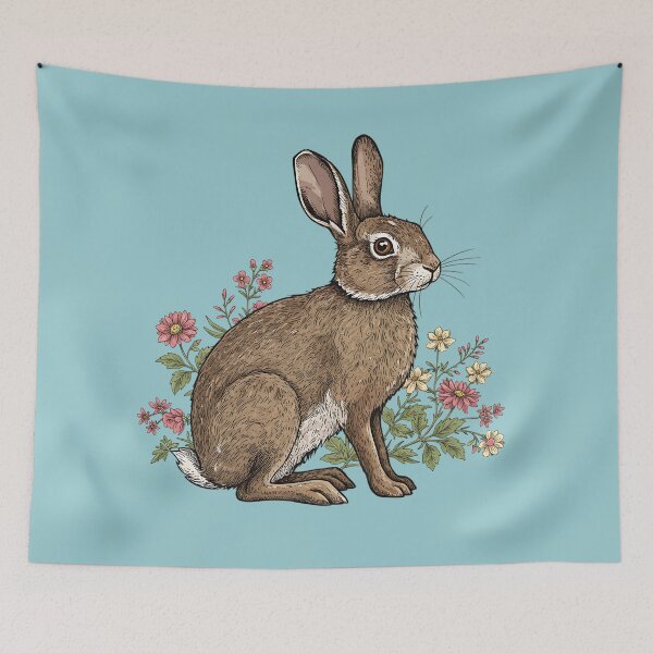 Item preview, Woodland Rabbit Floral Botanical Art designed and sold by BirdsnStuff.