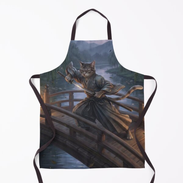 Item preview, Samurai Cat on the Moonlit Bridge – Japanese Fantasy Warrior designed and sold by Mori-no-Akari.