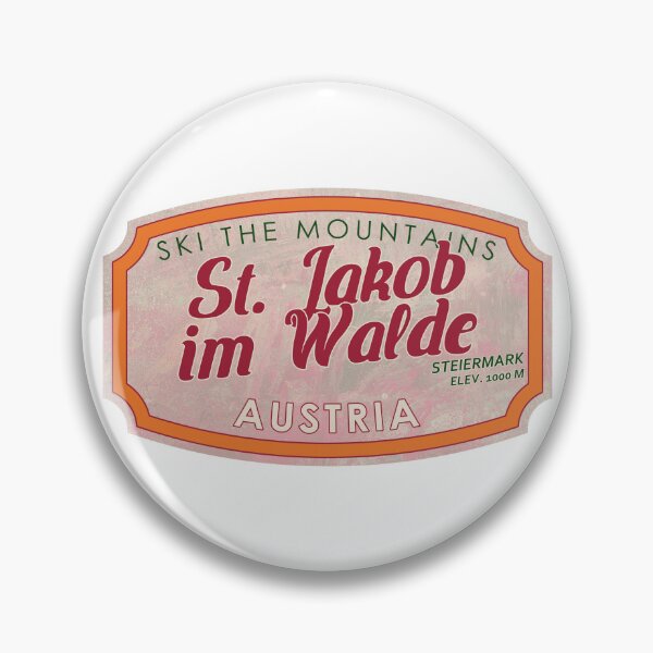 Item preview, St. Jakob im Walde, Austria, Steiermark, Ski, textured skiing badge designed and sold by Wanderful-roads.