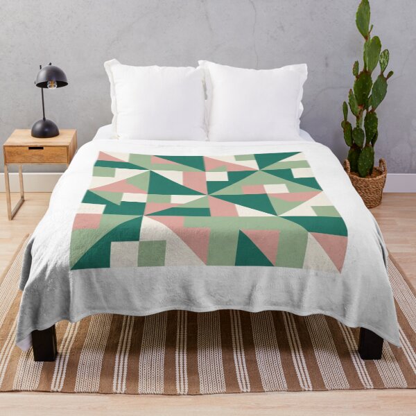 Item preview, emerald green blush pink quilt designed and sold by PopPizzazz.