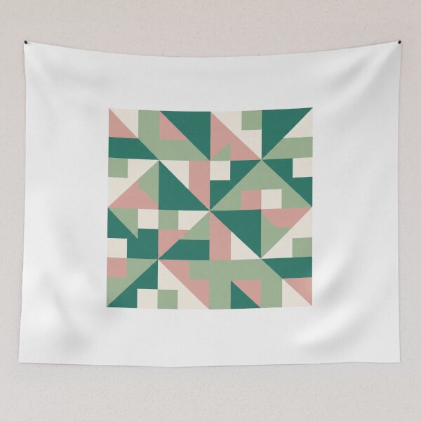 Item preview, emerald green blush pink quilt designed and sold by PopPizzazz.