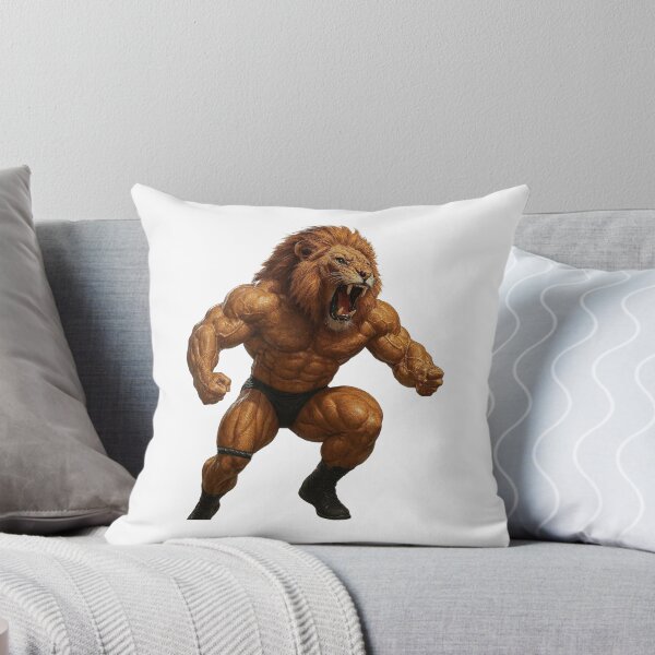 Item preview, Powerful Muscular Lion Bodybuilder Roaring Gym Beast Illustration designed and sold by Adappai.