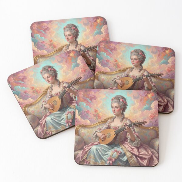 Item preview, Woman in opulent attire, gracefully playing a lute designed and sold by Sigtrix.