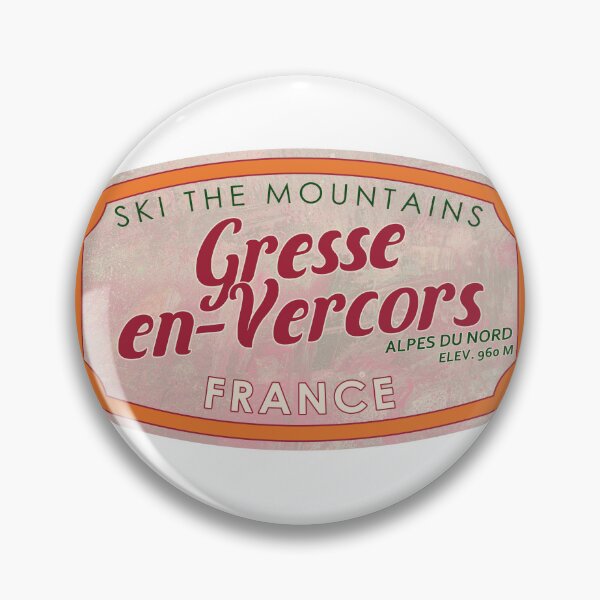 Item preview, Gresse-en-Vercors, France, Alpes du Nord, Ski, textured skiing badge designed and sold by Wanderful-roads.