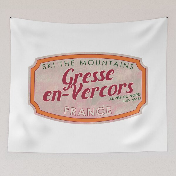 Item preview, Gresse-en-Vercors, France, Alpes du Nord, Ski, textured skiing badge designed and sold by Wanderful-roads.