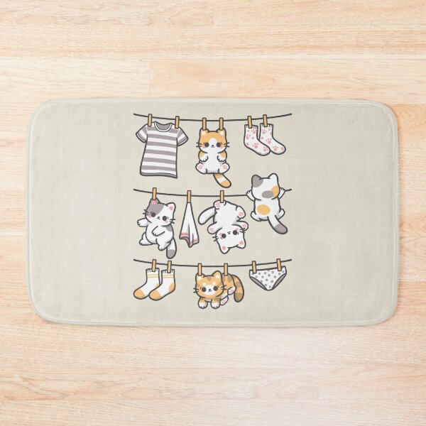 Item preview, Kitten Laundry Day - Cute Kawaii Cats on a Clothesline designed and sold by NemiMakeit.