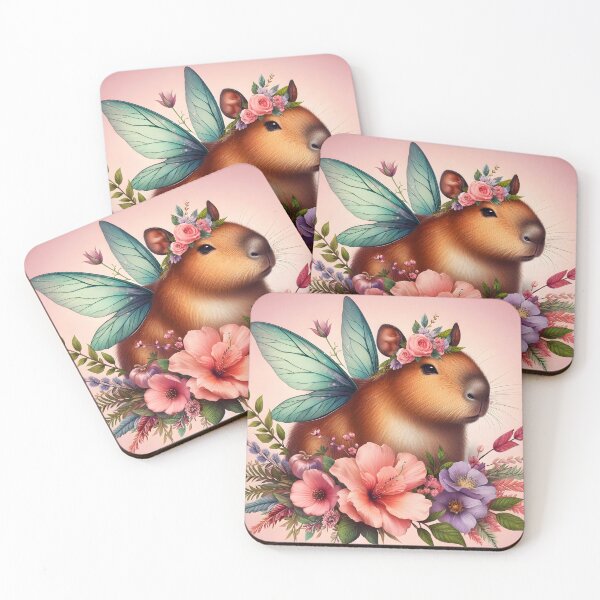 Item preview, Blush Meadow Fairy – Capybara in Floral Dream designed and sold by EmeraldeaArt.