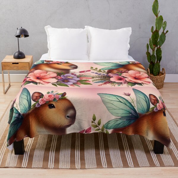 Item preview, Blush Meadow Fairy – Capybara in Floral Dream designed and sold by EmeraldeaArt.