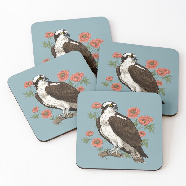 Item preview, Osprey with Coral Blossoms Botanical Bird Art  designed and sold by BirdsnStuff.