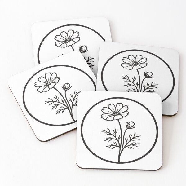 Artikelvorschau, Minimalistische Kosmeen-Wildblumen-Linienzeichnung entworfen und verkauft von FloraLineStudio.