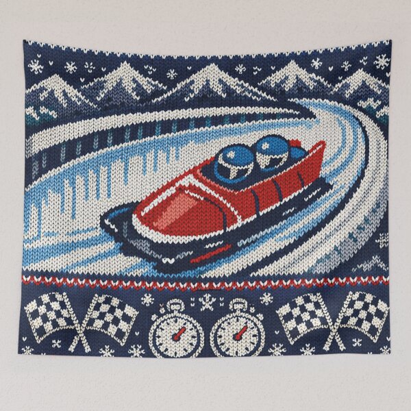 Item preview, Bobsleigh, winter sports, ice channel, knitting pattern design designed and sold by Mauswohn.