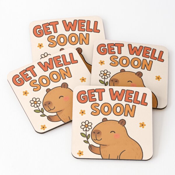 Item preview, Get Well Soon – Cute Capybara Holding a Daisy designed and sold by EmeraldeaArt.