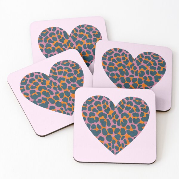 Item preview, Leopard print heart in pink, orange, blue-grey designed and sold by Sandra Brezina.