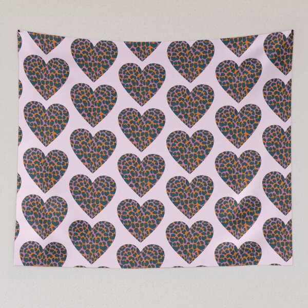 Item preview, Leopard print heart in pink, orange, blue-grey designed and sold by Sandra Brezina.