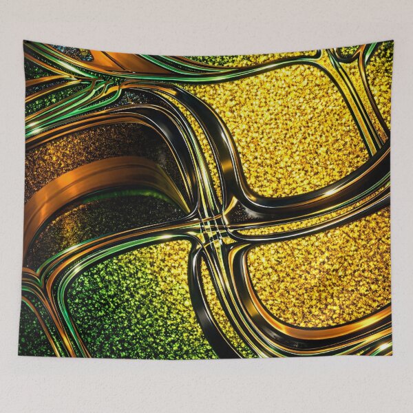 Item preview, Emerald & Gold Liquid Metal Abstract Glitter Mosaic designed and sold by Kaleidoscope Print.