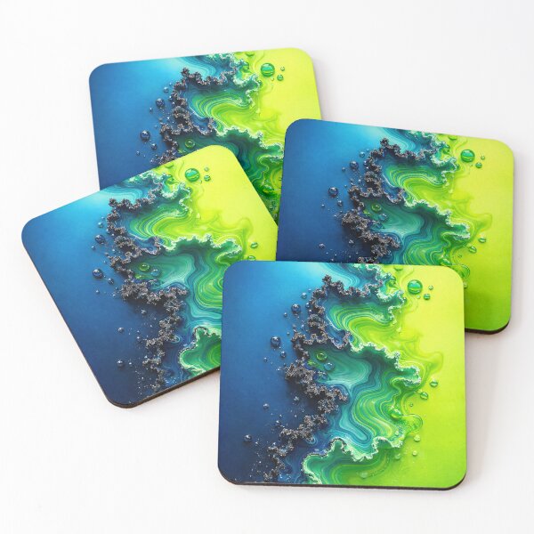 Item preview, Neon Tide Boundary – Blue to Lime Fluid Abstract designed and sold by Kaleidoscope Print.